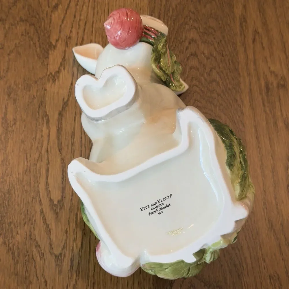 Fitz and Floyd Classics French Market Pig Cookie Jar Ceramic Canister Vintage